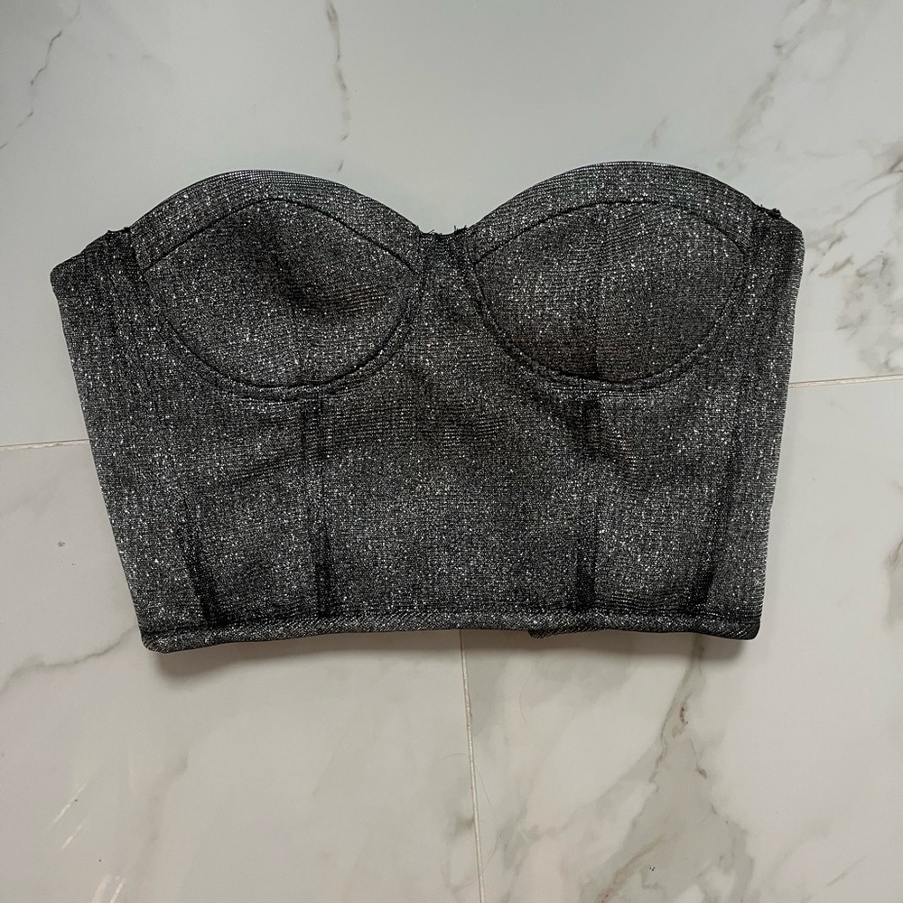 Forever 21 Sparkly Corset Tube Top Size S